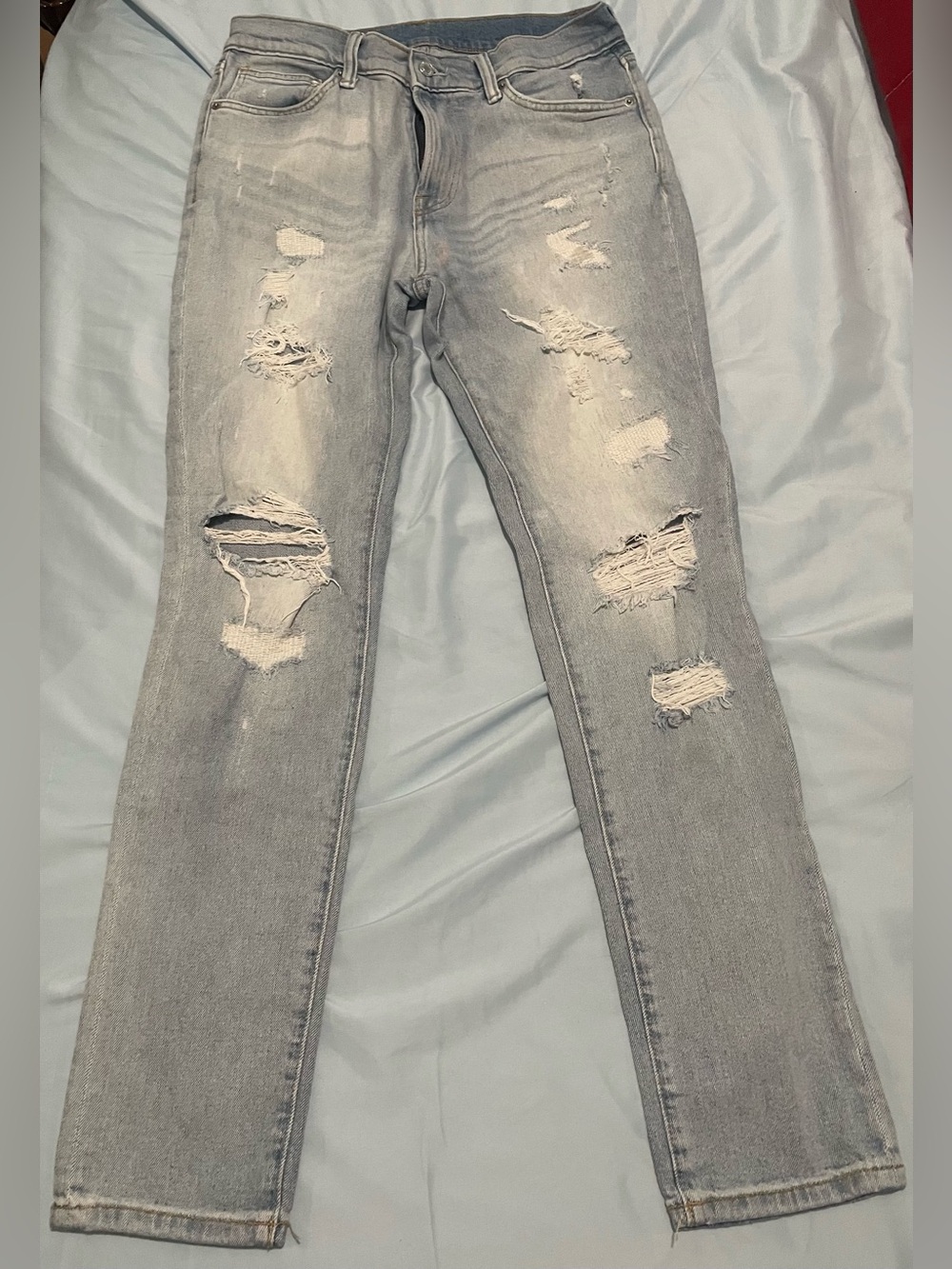 GAP Light Gray Distressed Skinny Jeans